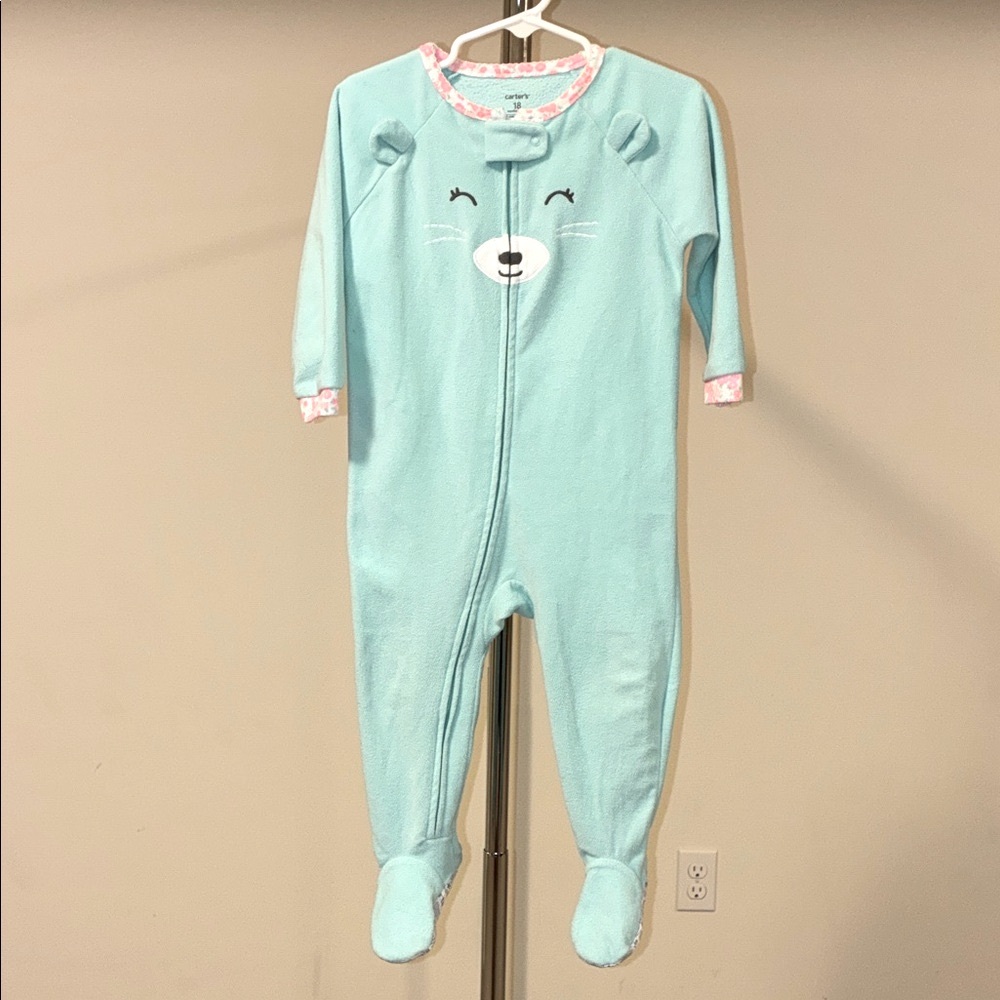 Carter's Aqua Bear Footed One Piece